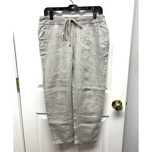 Lucky Brand Taupe Linen Pull On Pants, Drawstring, Jogger, Women's Size S
